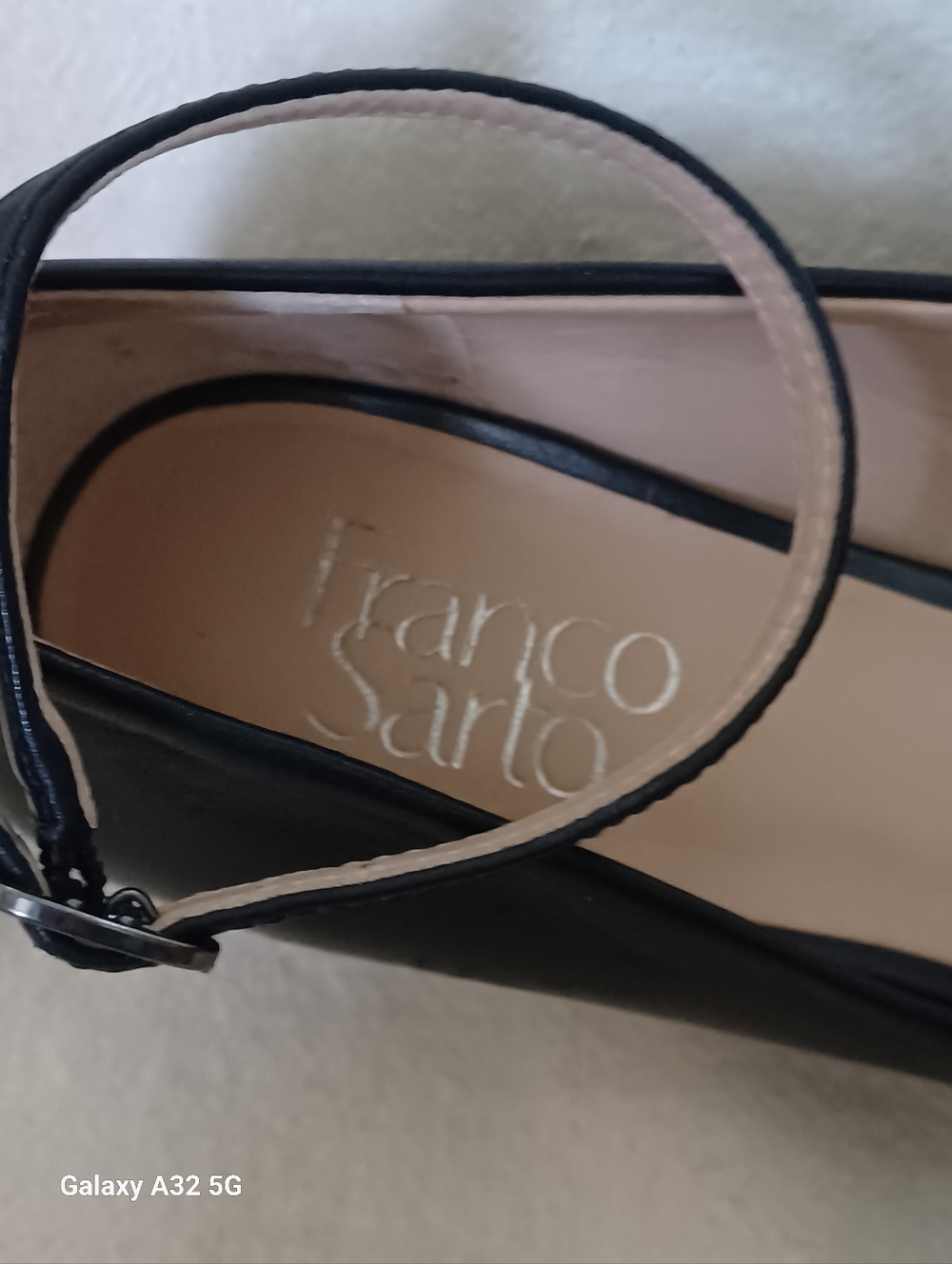 Franco Sarto Black Karlyn Leather Low Block Heel with Ankle Strap Size 7.5m - Picture 7 of 10
